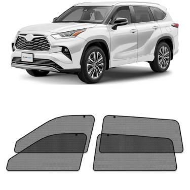 Imagem de CLIM ART Para-sol magnético para janela de carro compatível com Highlander 2020-2025, tela de cobertura de vidro lateral, cortinas de raios solares, protetor de janela para bebês em carros, acessórios