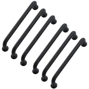 Imagem de Puxador de gaveta retrô moderno preto de liga de zinco puxadores de gaveta de armário com parafusos para armário de escritório em casa armário DIY (distância do furo preto: 128 mm)