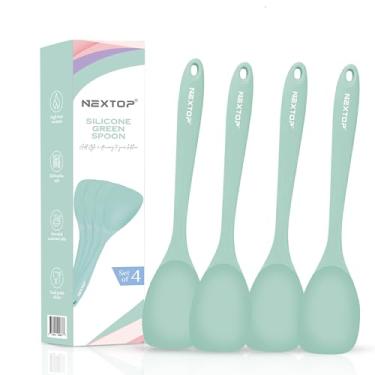 Imagem de NEXTOP Conjunto de 4 espátulas de silicone - Colheres de borracha antiaderente resistente ao calor, utensílio raspador de cozinha de silicone sem costura - raspadores de mistura, assar e cozinhar