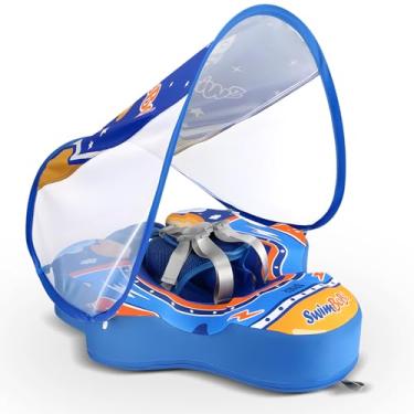 Imagem de Boia com tamanho de dossel melhorado para bebês, não inflável, boia de natação com cauda