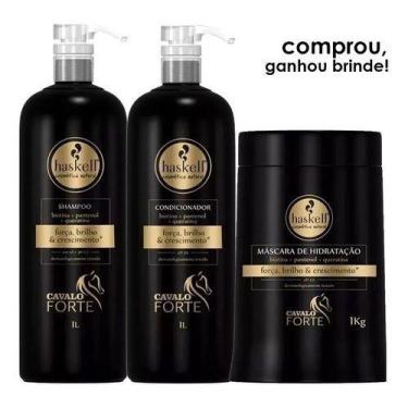 Imagem de Kit Haskell Cavalo Forte Shampoo Condicionador Máscara 900g