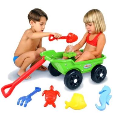 Imagem de Carrinho com Kit Praia Brincar na Areia Trolley Verde Kepler