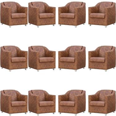 Imagem de Kit 12 Poltronas Mila Corino Cores Pé De Plástico Cromado - Peroba Corino
