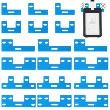 Imagem de PH PandaHall 18 peças, 6 estilos, topo de crachá de amigo, porta-cartões de acrílico para crachá de identificação azul, suporte horizontal vertical para enfermeiras e médicos