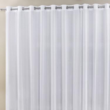 Imagem de Cortina Roma 3,00M X 2,50M Branca Tecido Rafia Detalhado Para Sala Ou Quarto