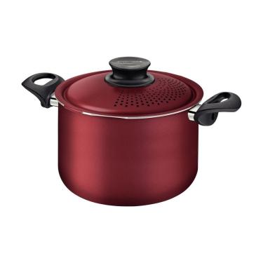 Imagem de Espagueteira Paris Antiaderente Starflon Max Com Tampa De Alumínio Vermelho 24 Cm 7,3 L