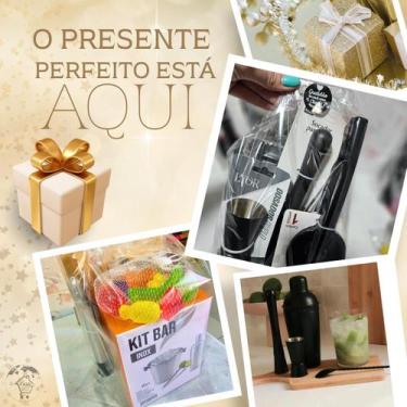 Imagem de Kit Coqueteleira Profissional Barman Inox Black Kit Bar Premium Presen