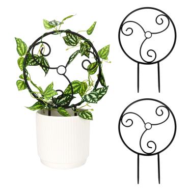 Imagem de HongKim 2 Peças De Treliças Pequenas Metal Para Plantas Jardim Internas, Trepadeiras Em Vasos, Pretas (Estilo F)