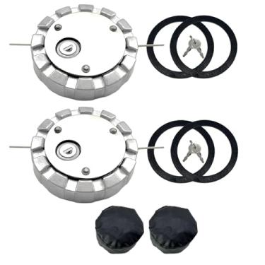 Imagem de Phoddar 572.1036 Conjunto de 2 peças de tampa de tanque de gás diese/l Fue/l para caminhão Kenworth Peterbilt Freightliner, rosca fêmea de 3 1/2 curso, 5,5 TPI ventilado, SNV431089, 4 juntas extras, 2