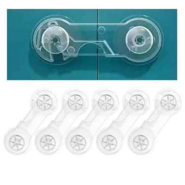 Imagem de ANRACHEL Travas De Porta Armário Para Segurança Bebês E Crianças, Geladeira Com Adesivo Gavetas, Armários, Forno, Despensa, Trava Crianças (Transparente, 5 Peças)