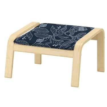 Imagem de Vepping Lude Substituição da capa de poltrona Pattened com forro acolchoado, serve para poltrona IKEA Poäng, 100% algodão, almofada não incluída (Estocolmo - azul escuro, apoio para os pés tipo 1)