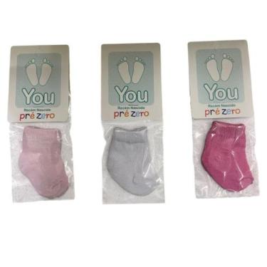 Imagem de Kit Meia Recém Nascido Pré Zero C/3 Unidades You Menino e Menina - NoB