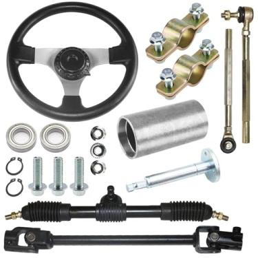 Imagem de PRO BAT Kit De Volante 300 Mm/11,8'' Com Braçadeiras Montagem Guidão Universais 22 Mm E 7/8'', Pinhão Cremalheira 420 Mm/16,5'', Eixo Ajustável Para Buggy 110Cc, 125Cc, 140Cc, 150Cc, Kart, Golfe, Ut