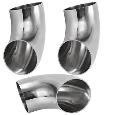Imagem de ZEONHEI Cotovelo De Mandril 3 Peças 3", Espessura Escape Aço Inoxidável 304 14Ga/.078" Parede, Tubo 90 Graus Para Carro Modificado, Corrimão Escada