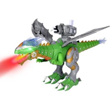 Imagem de Cyber Dragão Anda Lança Dardos E Solta Fumaça C/ Som Verde - Toy King