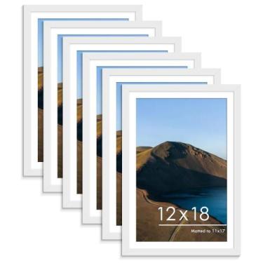 Imagem de Conjunto de 6 porta-retratos PEALSN de madeira branca 12x18 para pared
