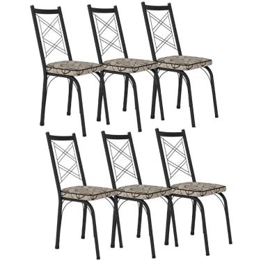 Imagem de Kit 6 Cadeiras Aço Carbono Tubular Metálica Acabamento Fosco D-28 Julia