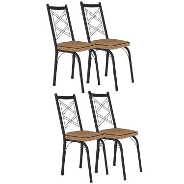 Imagem de Kit 4 Cadeiras Aço Carbono Tubular Metálica Acabamento Fosco D-28 Julia