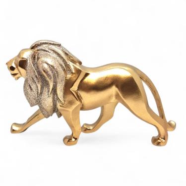 Imagem de Estatua de Leão Enfeite de Resina Dourado Brilhante 21 cm