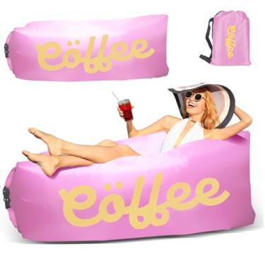 Imagem de ZEMIRO CHARGE Espreguiçadeira inflável, rede portátil, sofá de ar para praia, acampamento, piqueniques, viagens e festivais - rosa
