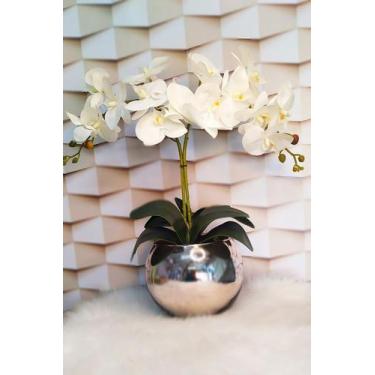 Imagem de Arranjo de 2 Orquídeas Brancas Vaso Rose de 20cm - Criart House