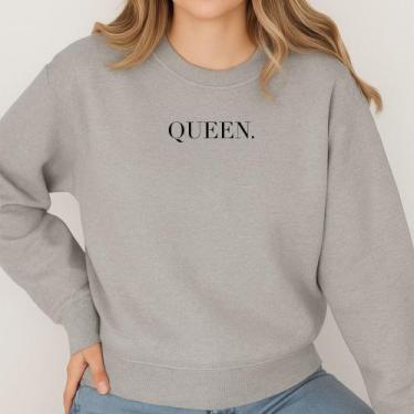 Imagem de Moletom Gola Careca Modinha Estampa Queen 041 Rainha Adolescente Mulhe