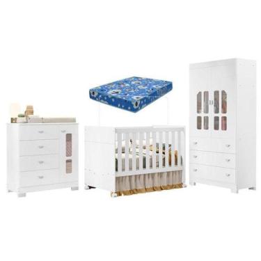 Imagem de Quarto De Bebê New Katatau Branco Acetinado Com Colchão Ortobom - Rell
