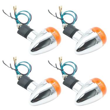 Imagem de Vkinman 4 peças de seta âmbar para motocicleta, substituição para Honda Fury Interstate Nighthawk Rebel Shadow 1982-2016, sinais de seta dianteiros traseiros âmbar cromado Bullet