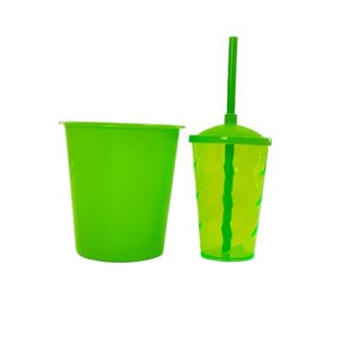 Imagem de 10 Kits Cineminha Balde 1 Litro +copo Twister 400ml Translúcido Art Milly (VERDE LIMÃO TRANSLÚCIDO)