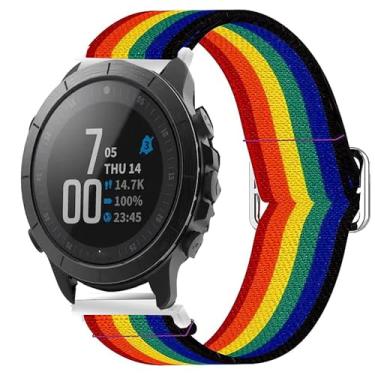 Imagem de Pulseira de relógio inteligente Wahoo ELEMNT Rival, pulseira de reposição ajustável de nylon elástico Lamshaw para homens e mulheres, compatível com smartwatch Wahoo ELEMNT Rival (1, arco-íris escuro)