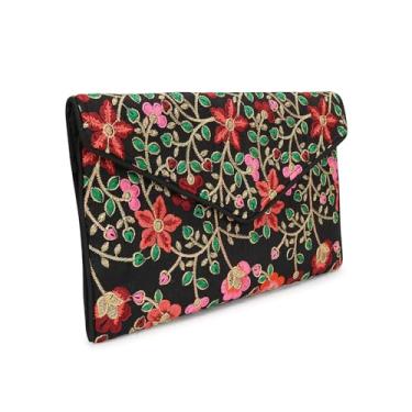 Imagem de Rajasthani Indian Art Sling Bag Bolsa de mão dobrável para mulheres, bolsa tiracolo dobrável indiana feita à mão, Preto Multi-3