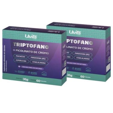 Imagem de Kit 2 Triptofano 5htp Serotonina + Picolinato Cromo 60 Cáps - Uvits