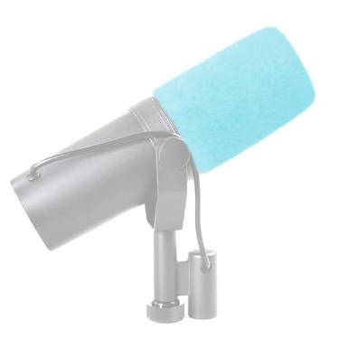 Imagem de LEFXMOPHY SM7B Filtro Pop para microfone vocal Shure SM7B SM7dB Para-brisas de substituição, protetor de vento peludo azul esverdeado, capa Deadcat