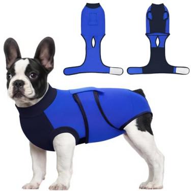 Imagem de Idepet Macacão de recuperação de cães, feminino, macacão para cirurgia, respirável, para esterilização, neutro, coleira eletrônica e cone, roupa cirúrgica alternativa para filhotes, camisa antilambida