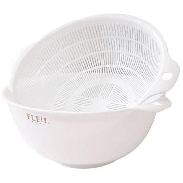 Imagem de Escorredor Duplo Arroz Macarrão Verduras Legumes 1.5 L Japão Utensílio