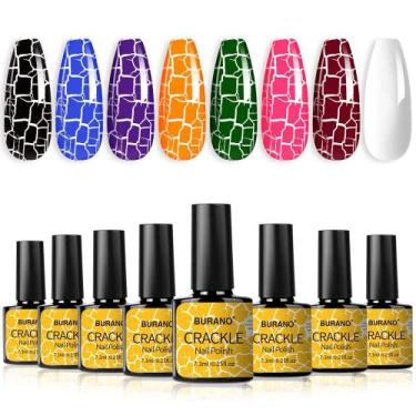 Imagem de Conjunto de esmaltes de gel BURANO Crackle 7 cores + lâmpada UV branca
