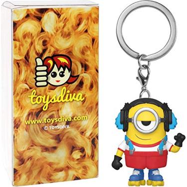 Imagem de Roller Skating Stuart: Funk o Pocket Pop! Conjunto de chaveiro minifuncional com 1 protetor gráfico compatível "ToysDiva" (47797 - B)