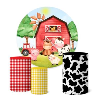 Imagem de Trio Capas Cilindro + Painel Sublimado 1,50m Fazendinha (K1FZD041)