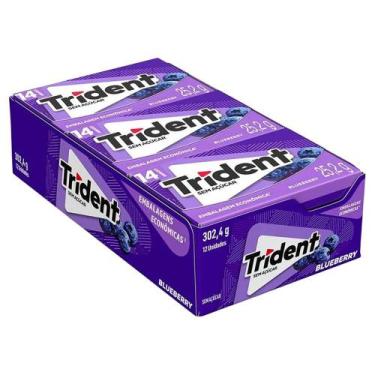 Imagem de Chiclete Trident Blueberry Sem Açúcar 25,2g - Caixa com 12 Unidades