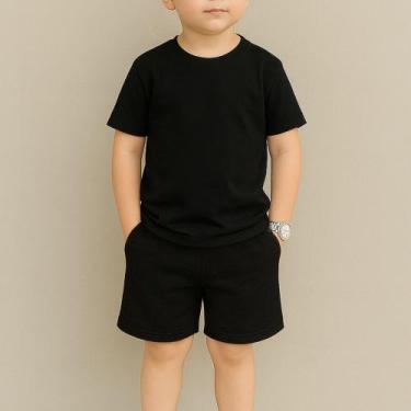 Imagem de Conjunto Masculino Infantil Liso Camiseta E Short Elastico Pratico E C