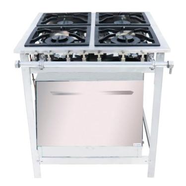 Imagem de Fogão Inox 4 Bocas 2 Duplas A Gás Com Forno Industrial Extra EI4D2F Venâncio