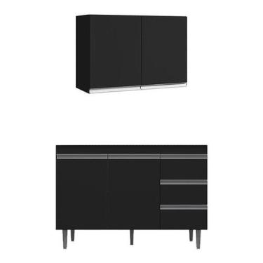 Imagem de Armário Aéreo 80 cm com balcão de pia 100 cm Andréia Preto  AJL - AJL 