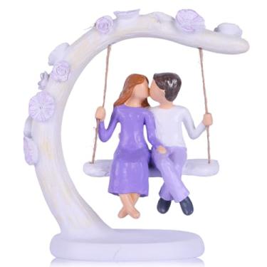 Imagem de Casamento para casal/ela - Estátua de balanço romântico de beijo apaixonado, decoração de quarto para casais, presentes de dia dos namorados para esposa, presentes de casal para decoração de suporte