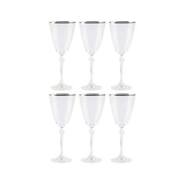 Imagem de Conjunto de Taças para Água Bohemia Silver Rim 350ml - 6 Peças