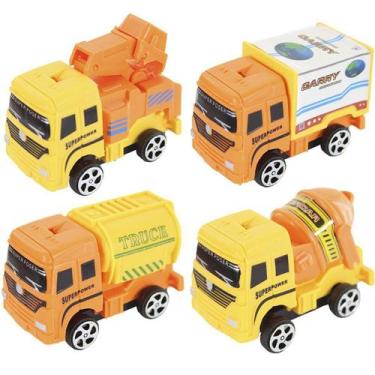 Imagem de Mini Caminhões Construção Em Plástico Motor Fricção 4 Peças - Gici Kid