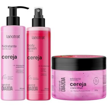 Imagem de Kit Body Splash + Esfoliante + Hidratante Corpo E Rosto Labotrat Cheiro De Fruta Cereja 300g