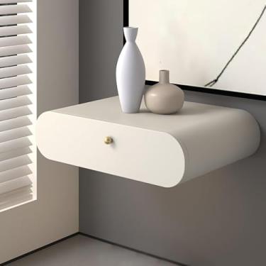 Imagem de Criado-mudo Montado Na Parede, Criado-mudo Flutuante Moderno Com Gaveta, Mesas Laterais Quarto, Gaveta De Madeira Maciça, Bianco, 45cm/18in