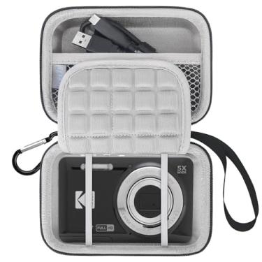 Imagem de Lacdo Estojo de transporte para câmaras digitais KODAK PIXPRO FZ55/FZ45/FZ53/FZ43 16MP, Organizador de câmaras para vlogging, bolsa de malha para cabo, cartão de memória,leitor de cartões, Preto+Cinza