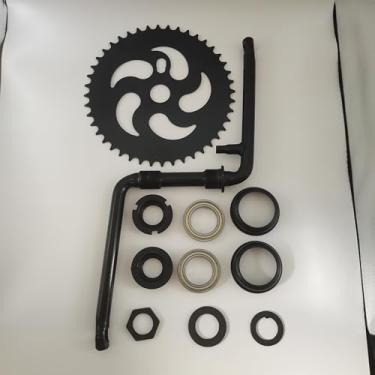 Imagem de ZZRSDAN Preto 165 mm, peça única, roda dentada 44T e atualização, novo kit de manivela de pedal de 5 cm de largura, para motor de 2 tempos, bicicleta motorizada a gás 48cc/66cc/80cc