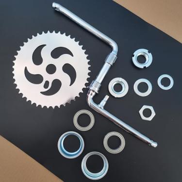 Imagem de ZZRSDAN Silver 165 mm, peça única, roda dentada 44T e atualização, novo kit de manivela de pedal de 5 cm de largura, para motor de 2 tempos, bicicleta motorizada a gás 48cc/66cc/80cc